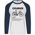 Cyclopath Funny Cycling Cyclist Bicycle Mens L/S Baseball T-Shirt White/Navy Blue