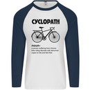 Cyclopath Funny Cycling Cyclist Bicycle Mens L/S Baseball T-Shirt White/Navy Blue