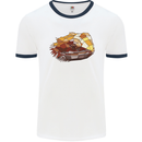 Polygonal Chameleon Mens Ringer T-Shirt White/Navy Blue