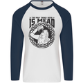 Viking Mead Funny Alcohol Beer Drunk Mens L/S Baseball T-Shirt White/Navy Blue