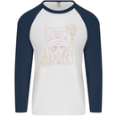 Virgo Steampunk Star Sign Zodiac Astrological Mens L/S Baseball T-Shirt White/Navy Blue