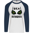 Bra Humbug Holly Funny Christmas Xmas Mens L/S Baseball T-Shirt White/Navy Blue