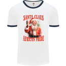 Black Santa Claus African Pride Christmas Mens Ringer T-Shirt White/Navy Blue