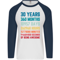 30th Birthday 30 Year Old Mens L/S Baseball T-Shirt White/Navy Blue