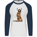 Funny Viking Cat The Vanquisher Mens L/S Baseball T-Shirt White/Navy Blue