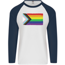 LGBTQ Flag Gay Pride Awareness Day LGBTQ Mens L/S Baseball T-Shirt White/Navy Blue