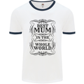 Mothers Day Best Mum in the World Mens Ringer T-Shirt White/Navy Blue