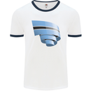 Curled Botswana Flag Batswana Day Football Mens Ringer T-Shirt White/Navy Blue