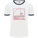 Fibonacci Spiral Mathematics Maths Science Mens Ringer T-Shirt White/Navy Blue