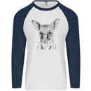 Baby Kangaroo Sketch Ecology Environment Mens L/S Baseball T-Shirt White/Navy Blue