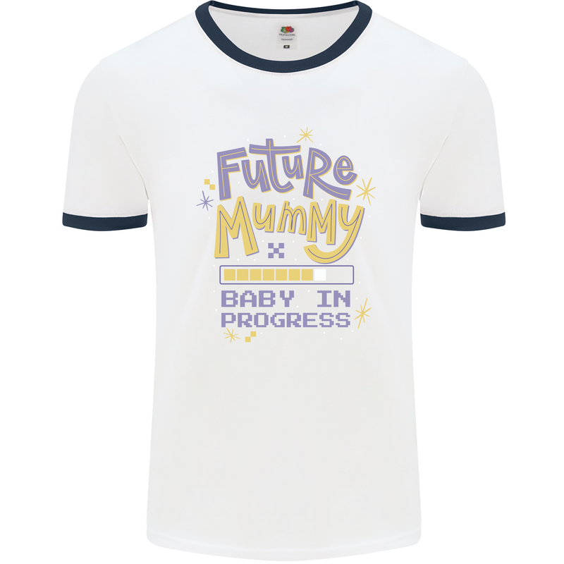 Future Mummy New Baby in Progress Pregnancy Mens Ringer T-Shirt White/Navy Blue