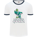 Lizard Queen Chameleon Bearded Dragon Mens Ringer T-Shirt White/Navy Blue