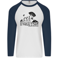 Powered Paragliding Evolution Paraglider Mens L/S Baseball T-Shirt White/Navy Blue