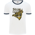 Steampunk Motorsports Racing Car Mens Ringer T-Shirt White/Navy Blue