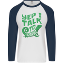 I Talk To Lizards Chameleons Bearded Dragons Mens L/S Baseball T-Shirt White/Navy Blue