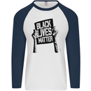 Black Lives Matter Sign Racial Equality Mens L/S Baseball T-Shirt White/Navy Blue