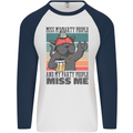 Funny Cat Miss My Party People Alcohol Beer Mens L/S Baseball T-Shirt White/Navy Blue