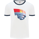 Curled Kiribati Flag Day Football Mens Ringer T-Shirt White/Navy Blue
