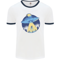 Funny Alien Abduction UFO Mens Ringer T-Shirt White/Navy Blue