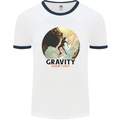 Rock Climbing Gravity Doesnt Exist Climber Mens Ringer T-Shirt White/Navy Blue