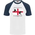 Proud to Be English St Georges Day Flag Mens S/S Baseball T-Shirt White/Navy Blue