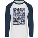 Rap Collage Hip Hop Music Mens L/S Baseball T-Shirt White/Navy Blue