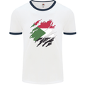 Torn Sudan Flag Sudanese Day Football Mens Ringer T-Shirt White/Navy Blue