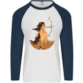 Sagittarius Woman Zodiac Star Sign Mens L/S Baseball T-Shirt White/Navy Blue