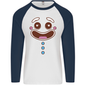 A GingerBread Man Mens L/S Baseball T-Shirt White/Navy Blue