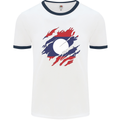 Torn Laos Flag Laotian Day Football Mens Ringer T-Shirt White/Navy Blue