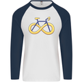 Infinity Bicycle Mens L/S Baseball T-Shirt White/Navy Blue