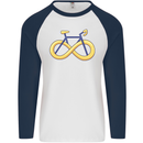 Infinity Bicycle Mens L/S Baseball T-Shirt White/Navy Blue
