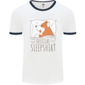 Corgi Sleeping Dog Mens Ringer T-Shirt White/Navy Blue