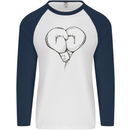 Skull Skeleton Boxing MMA Muay Thai Boxer Mens L/S Baseball T-Shirt White/Navy Blue