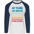 40th Birthday 40 Year Old Mens L/S Baseball T-Shirt White/Navy Blue