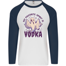 Funny Halloween Alcohol Vodka Spirit Ghost Mens L/S Baseball T-Shirt White/Navy Blue