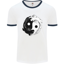 Yin Yang Axolotl Mens Ringer T-Shirt White/Navy Blue