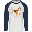 A Beagle Small Scent Hound Dog Mens L/S Baseball T-Shirt White/Navy Blue