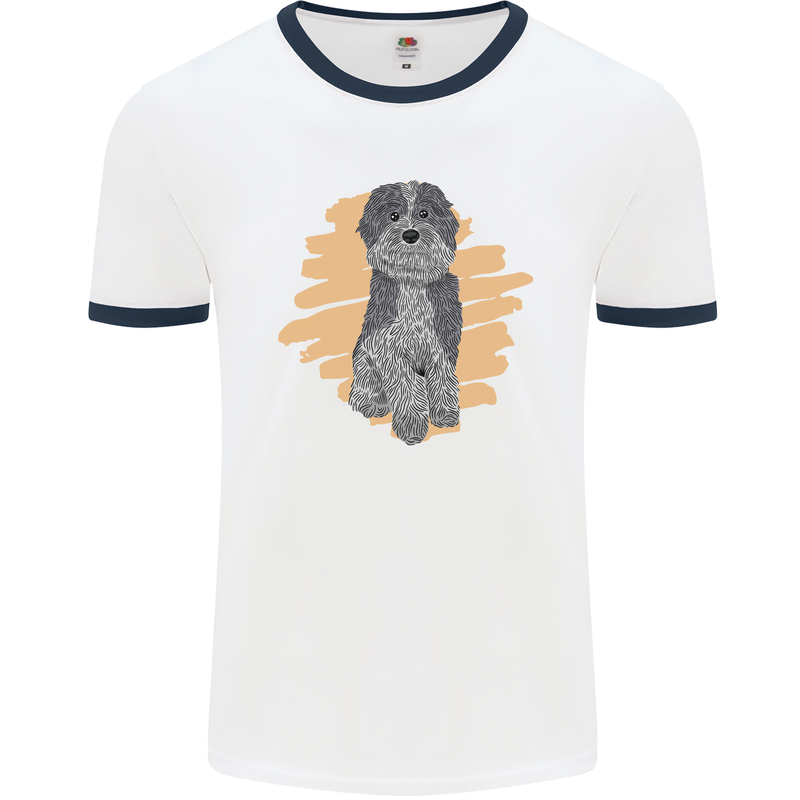 Aussie Doodle Mens Ringer T-Shirt White/Navy Blue