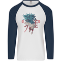 Chinese Zodiac Year of the Rooster Mens L/S Baseball T-Shirt White/Navy Blue