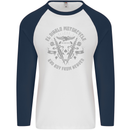 El Diablo Motorcycle Motorbike Biker Mens L/S Baseball T-Shirt White/Navy Blue