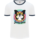 Fragile Skin Strong Spirit Butterfly Mens Ringer T-Shirt White/Navy Blue