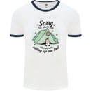 Funny Camping Tent Sorry for What I Said Mens Ringer T-Shirt White/Navy Blue