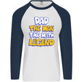 Dad the Man the Myth the Legend Fathers Day Mens L/S Baseball T-Shirt White/Navy Blue