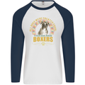 A Boxer Dog Mens L/S Baseball T-Shirt White/Navy Blue