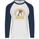 A Boxer Dog Mens L/S Baseball T-Shirt White/Navy Blue