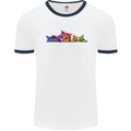 Three Colourful Cats Mens Ringer T-Shirt White/Navy Blue