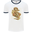 A Steampunk Snake Reptiles Mens Ringer T-Shirt White/Navy Blue
