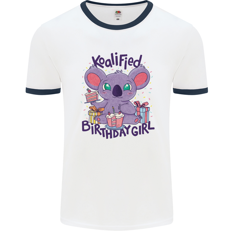 Koalified Birthday Girl 3rd 4th 5th 6th 7th 8th 9th Mens Ringer T-Shirt White/Navy Blue