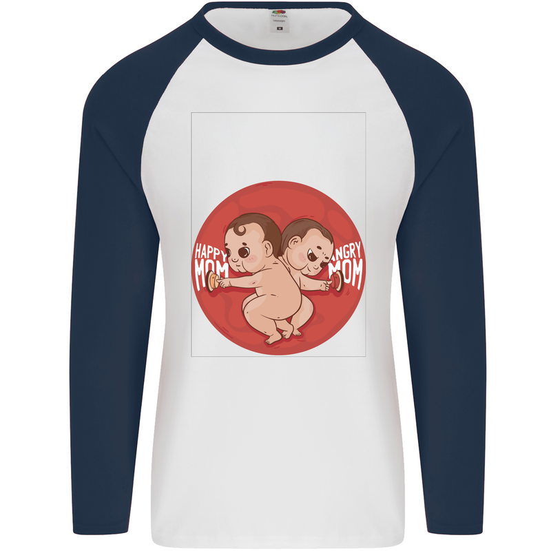 Angry Mom New Baby Pregnancy Pregnant Mens L/S Baseball T-Shirt White/Navy Blue